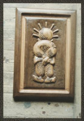 "Handala," Carved Wooden Panel for Adel Tartir, Ramallah, 2000