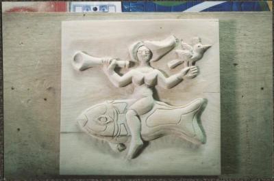 Carved Wooden Panel by Adel Tartir