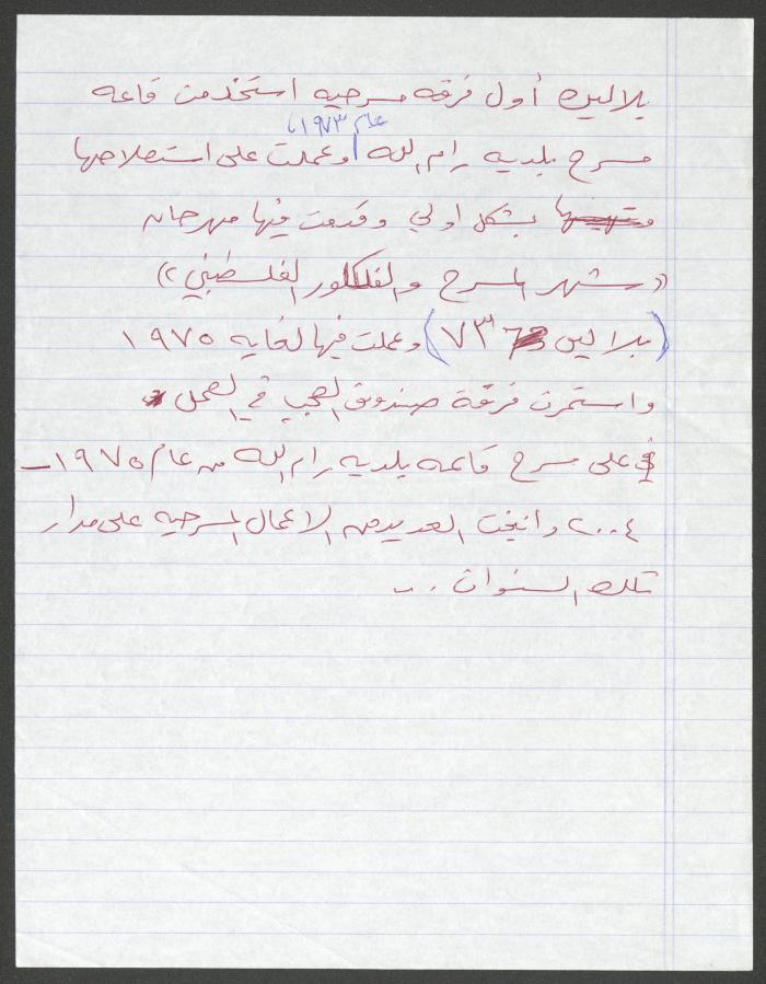 A Notepaper Written by Adel Tartir