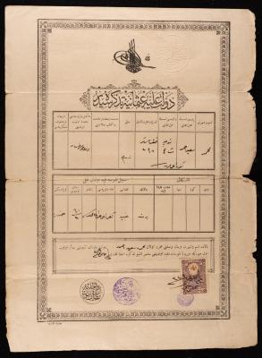 "An Ottoman Birth Certificate" for Mohammad Ahmad, 1881