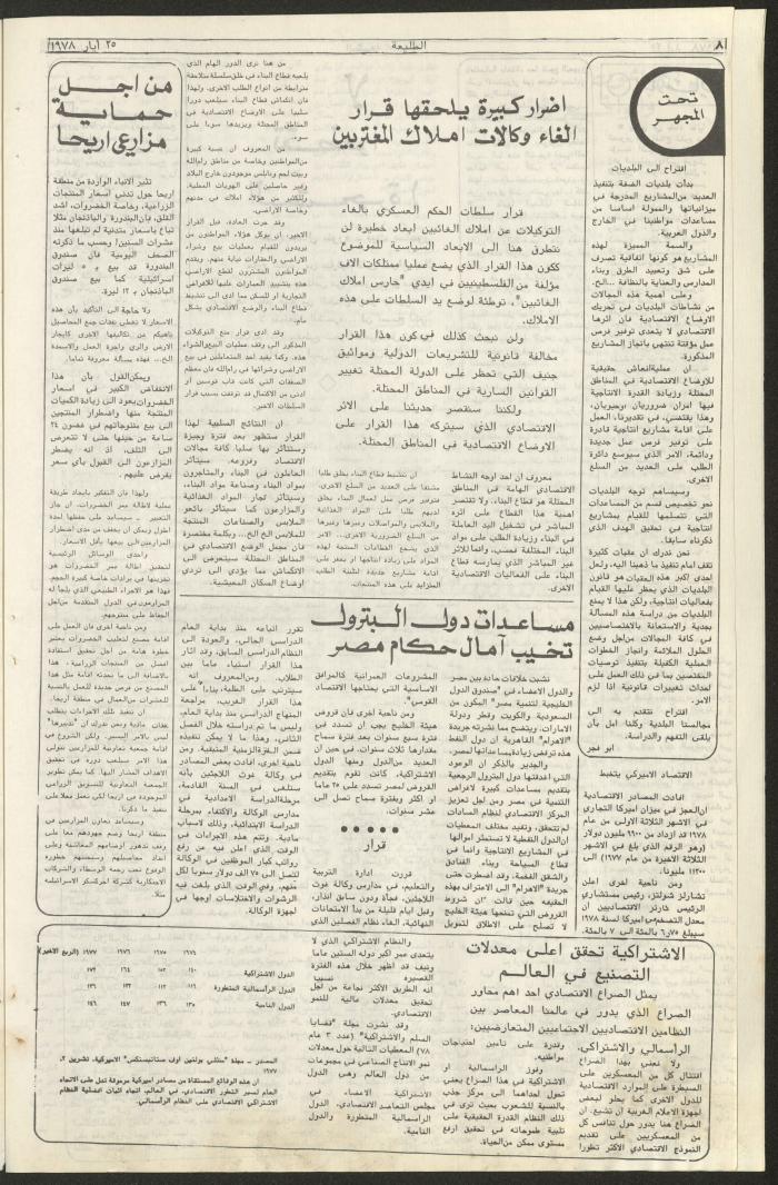 Attali'ah Newspaper, Issue No 13, 25/5/1978	
