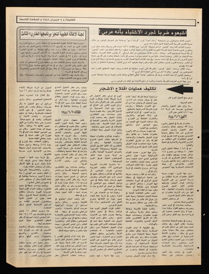 العدد 536 من جريدة الطليعة، 9 حزيران 1988