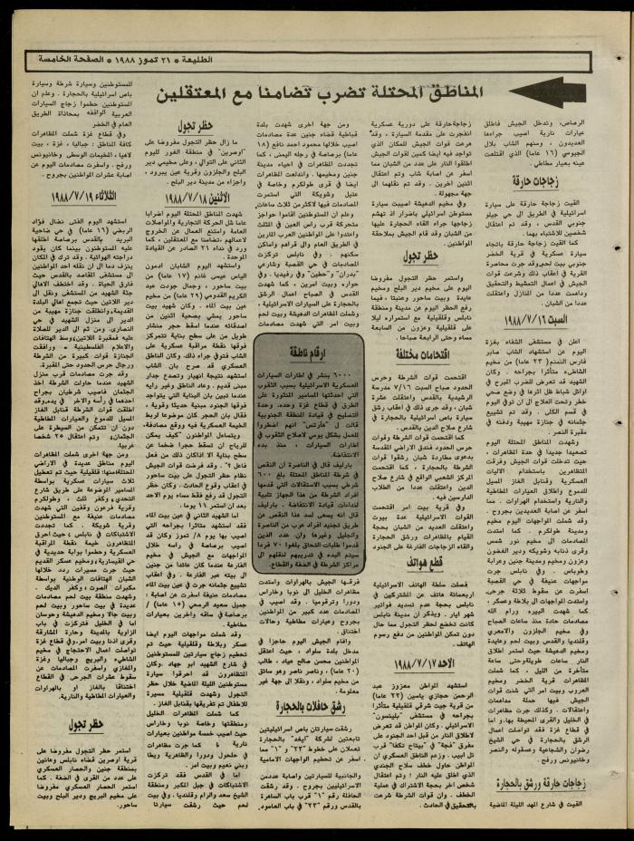 العدد 542 من جريدة الطليعة، 21 تموز 1988