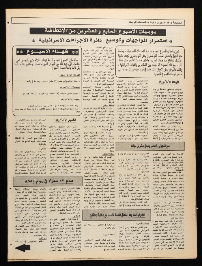 Attali'ah Newspaper, Issue No. 538, 23 June 1988