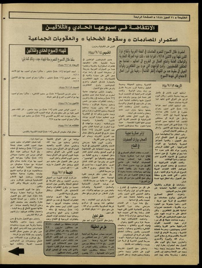 العدد 542 من جريدة الطليعة، 21 تموز 1988