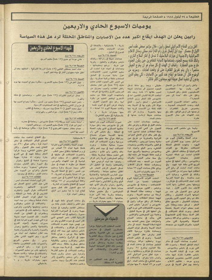 Attali'ah Newspaper, Issue No. 552, 29 September 1988
