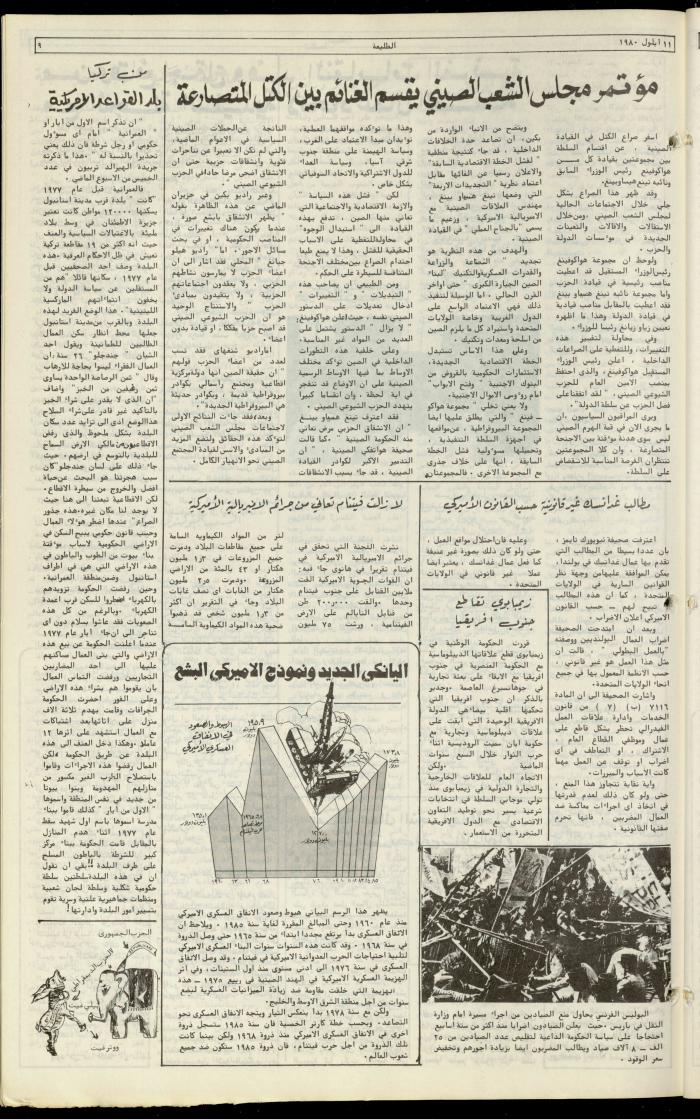 العدد مئة واثنان وثلاثون من جريدة الطليعة، 11 ايلول 1980