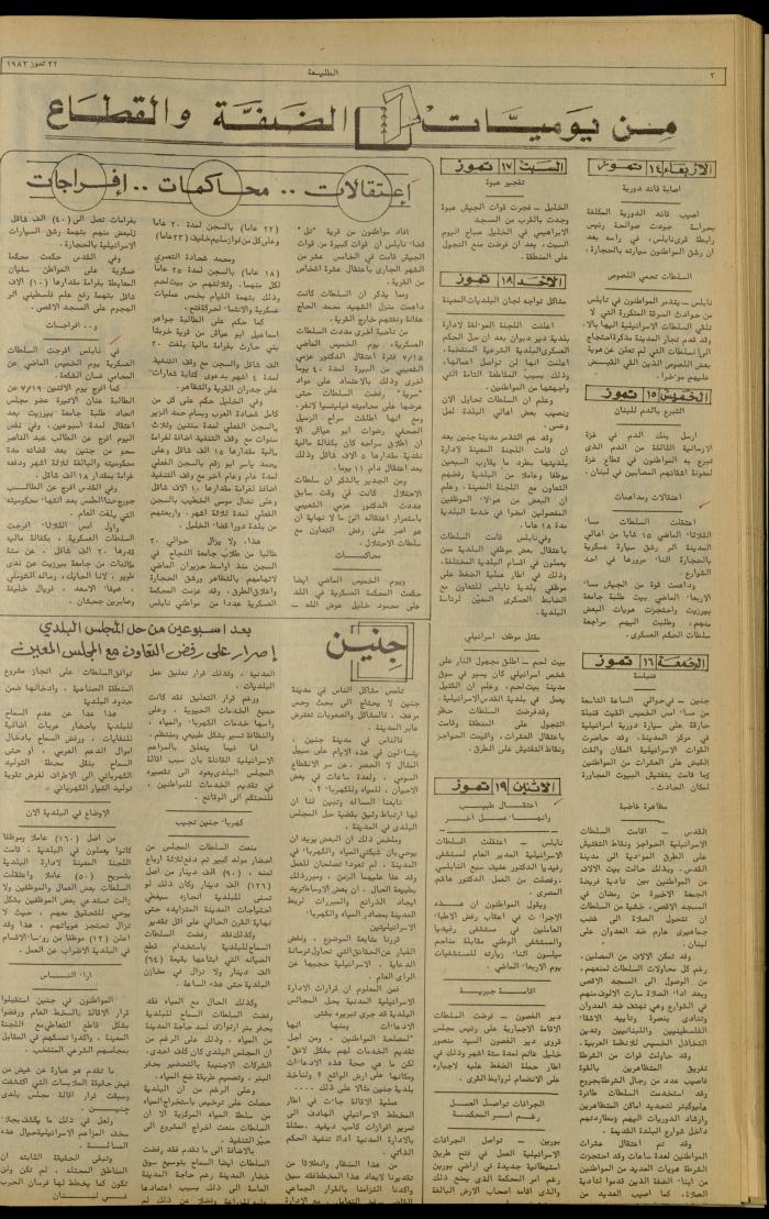 العدد 229 من جريدة الطليعة الأسبوعية،22 تموز 1982
