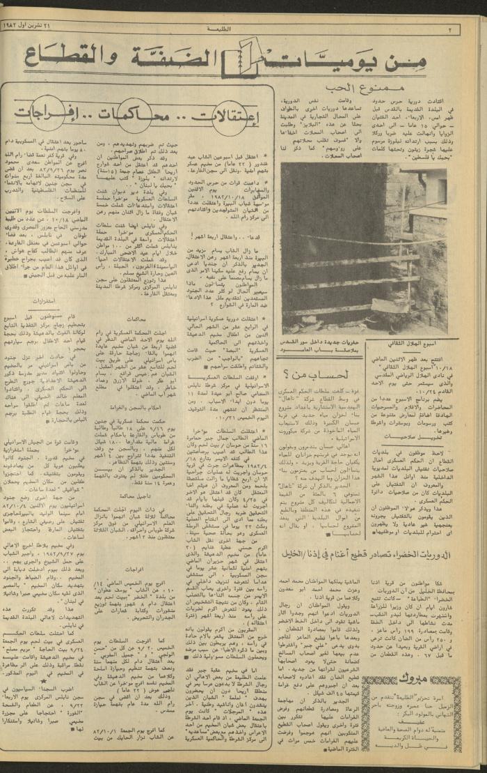 Issue 242 of the Attali'ah Weekly, 21 October 1982