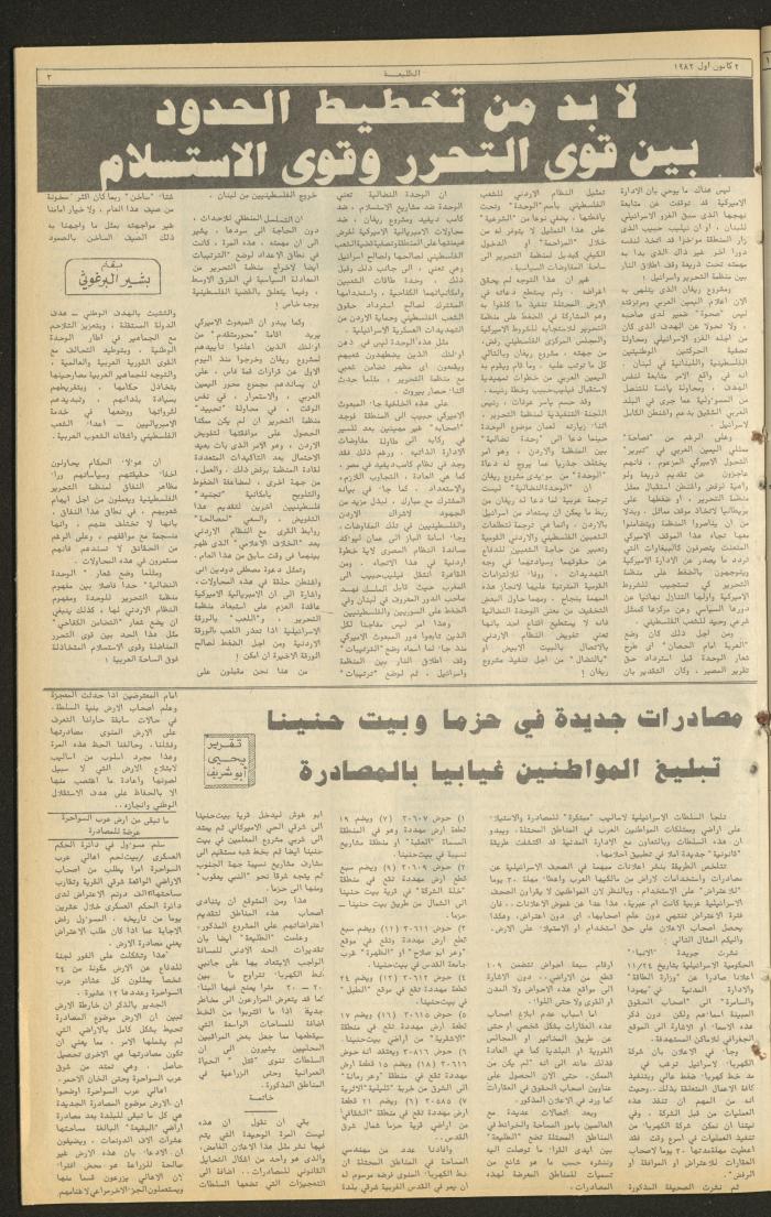 العدد 248 من جريدة الطليعة الأسبوعية، 2 كانون الأول  1982