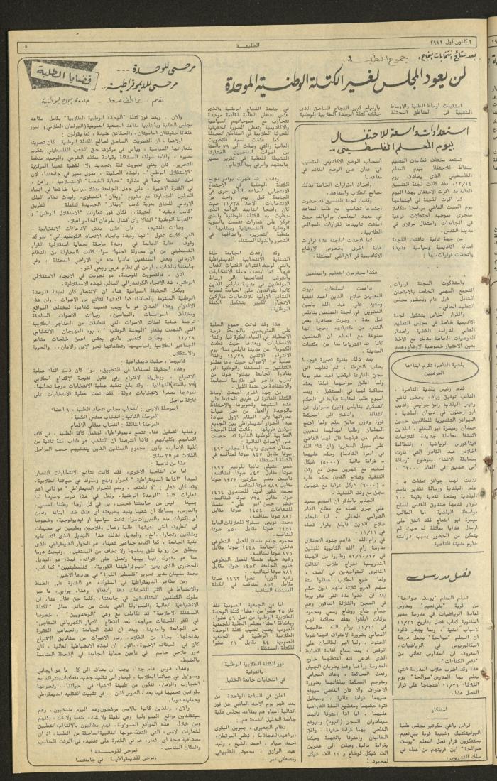 العدد 248 من جريدة الطليعة الأسبوعية، 2 كانون الأول  1982