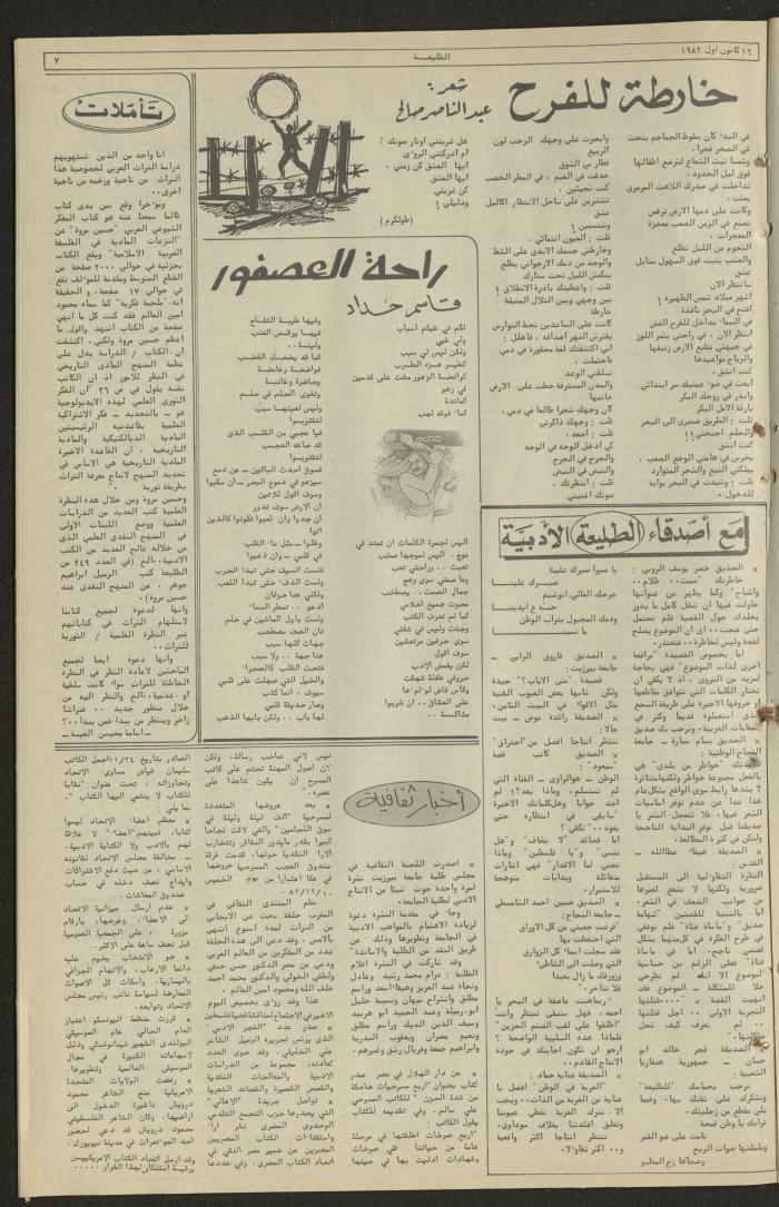Issue 250 of the Attali'ah Weekly, 16 December 1982