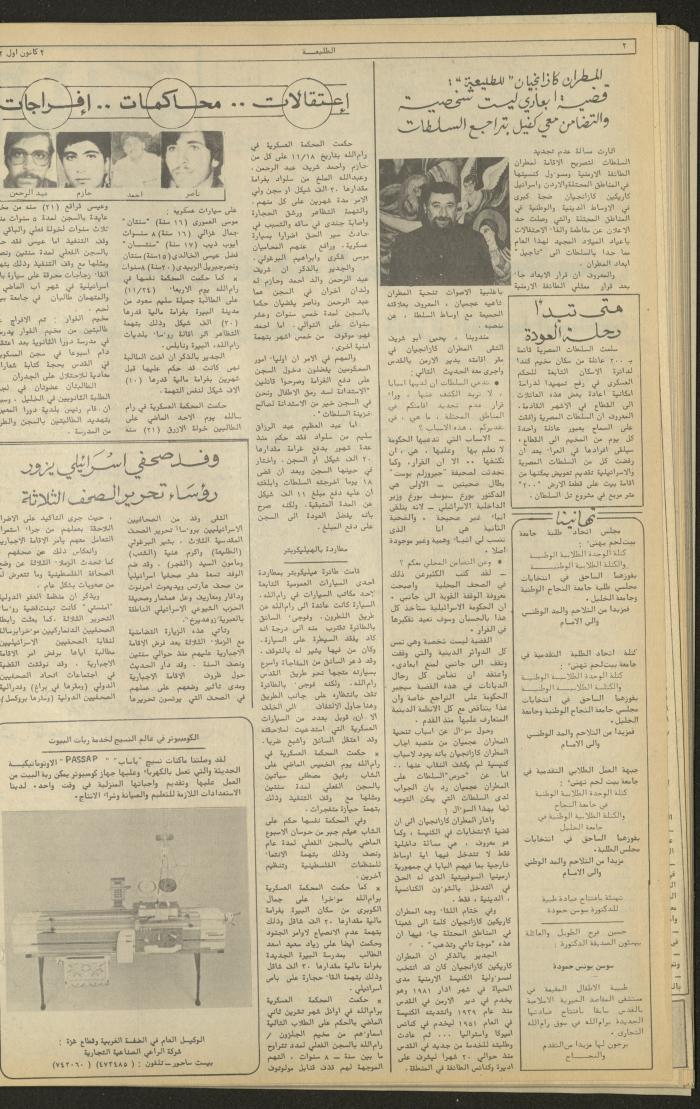 العدد 248 من جريدة الطليعة الأسبوعية، 2 كانون الأول  1982