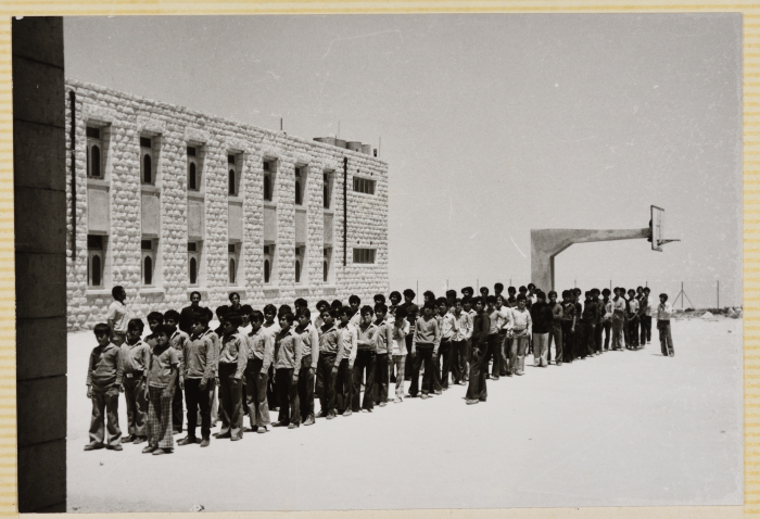 Students of the Arab Institute in Abu Dis waiting to perform their annual exams