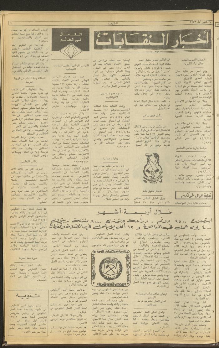 العدد 304 من جريدة الطليعة، 29 كانون أول 1983