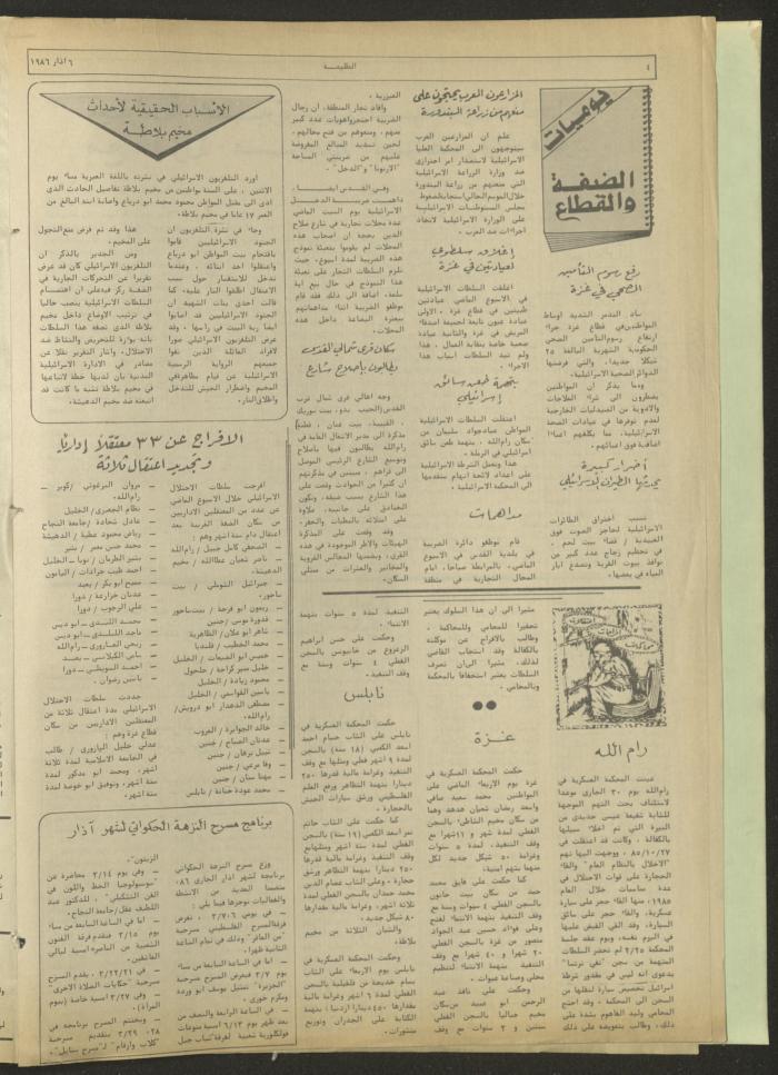 العدد 418 من جريدة الطليعة، 6 آذار 1986