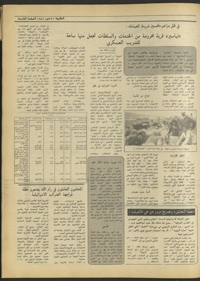 Attali'ah Newspaper, Issue 439, July 31 1986