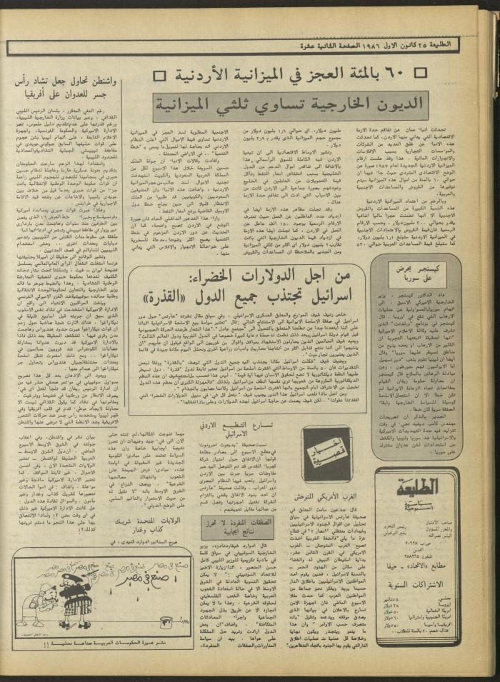 العدد 460 من جريدة الطليعة، 25 كانون الأول 1986