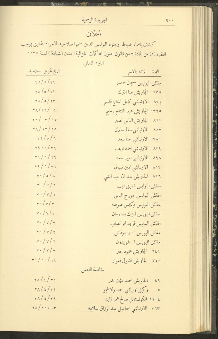 Issue No. 290 of the Official Palestine Newspaper, 1 September 1931
