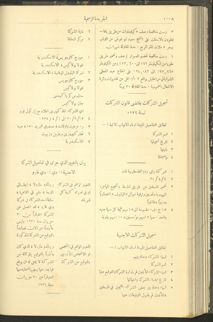 Issue No. 292 of the Official Palestine Newspaper, 1 October 1931
