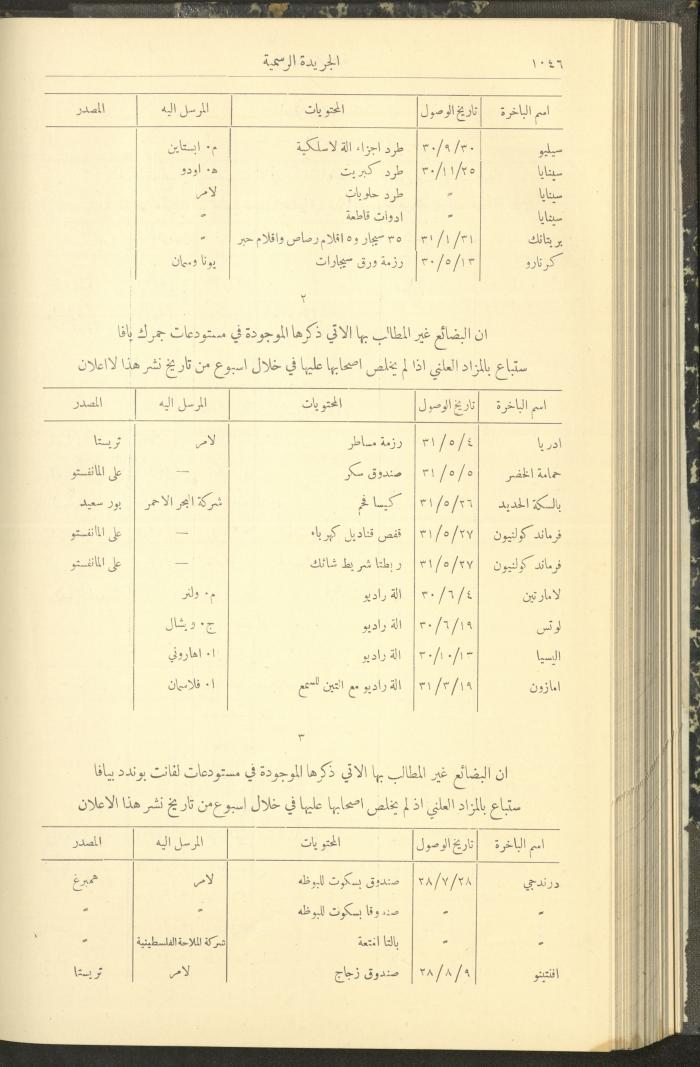العدد 293 من جريدة حكومة فلسطين الرسمية، 16 تشرين الأول 1931