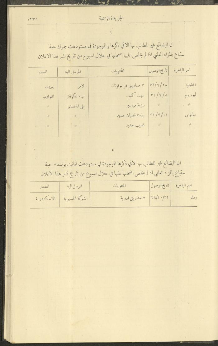 Issue No. 296 of the Official Palestine Newspaper, 1 January 1931
