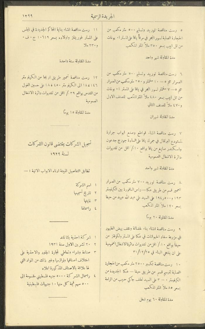 Issue No. 297 of the Official Palestine Newspaper, 16 December 1931
