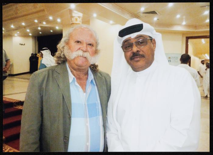 Adel Tartir and the Broadcaster Ghanim al Sulaiti, Sharjah, March 2013