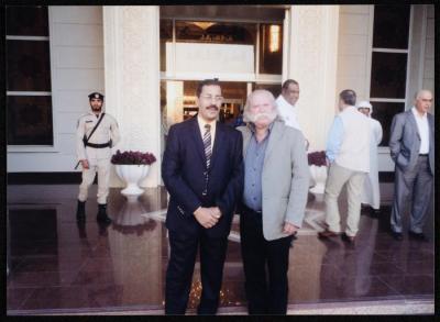 Adel Tartir in front of the Cultural Palace, Sharjah, March 2013 