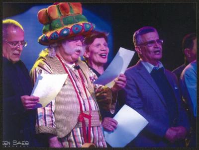 Abu al-Ajab Singing the National Anthem on the Municipal Stage, Ramallah, 9 March 2017