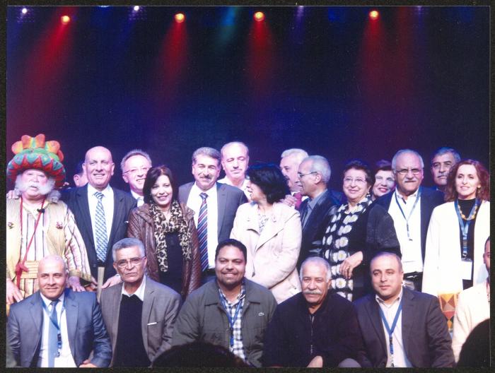 صورة جماعية من افتتاح المسرح البلدي، رام الله، 9 آذار 2017 
