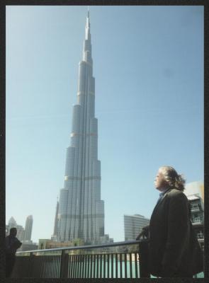 Adel Tartir in front of Burj Khalifa, 2013