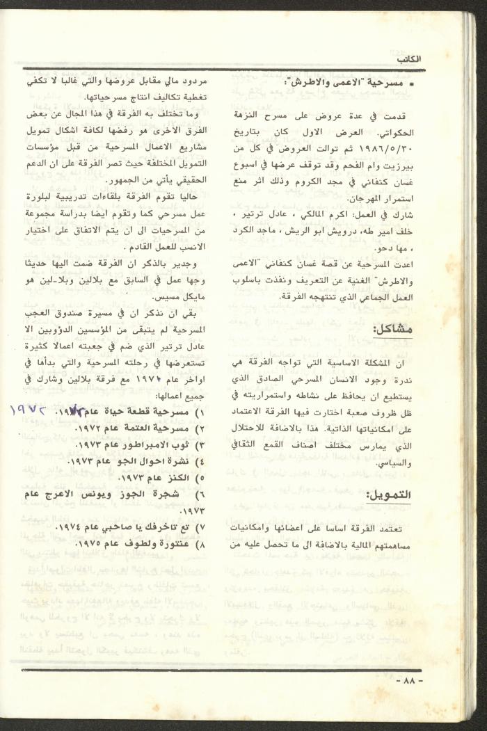 Issue 97 of al-Kateb Magazine, May 1988