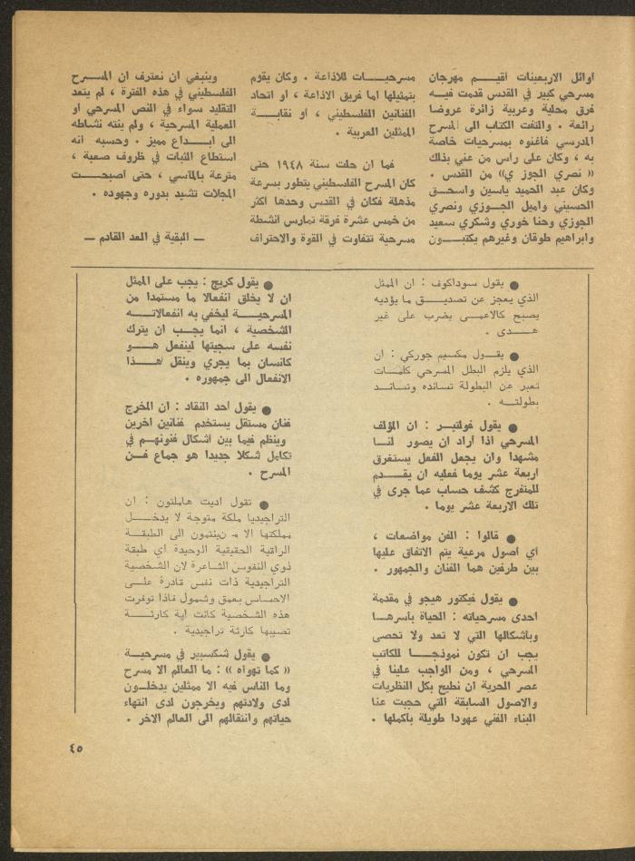 The 1st Issue of al-Masrah Magazine, December 1975