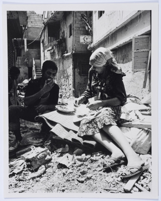A Woman and a Man in a Palestinian Refugee Camp, Lebanon, 1986
