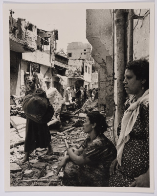 Inspecting Destruction in a Palestinian Refugee Camp, Lebanon, 1986