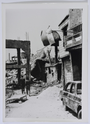 A View of Destruction in a Palestinian Refugee Camp, Lebanon, 1987