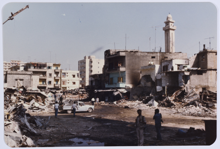A View of Destruction in a Palestinian Refugee Camp, Lebanon, 1987