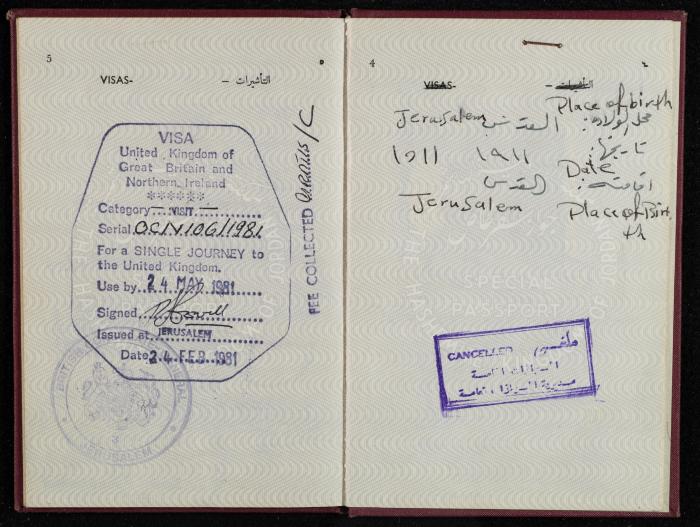 Passport of Saad Eddin Alami by the Kingdom of Jordan, 14 July 1980