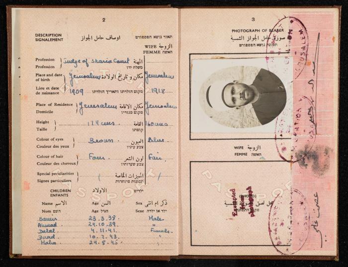 Sa'd Eddin al-Alami's Passport, Jerusalem, 8 November 1947