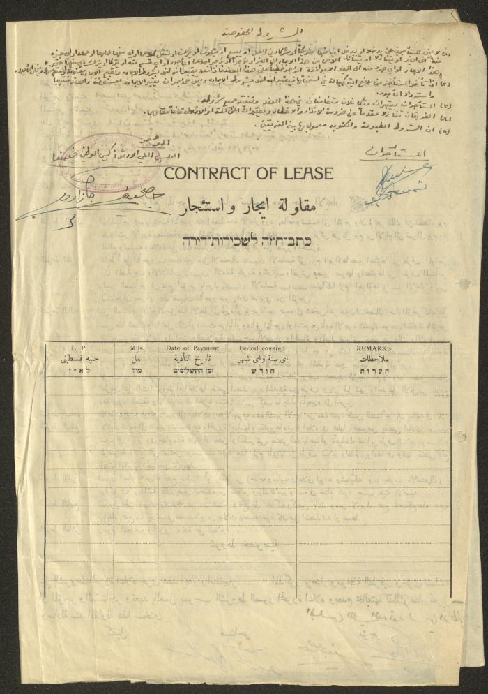 A Contract of Lease That Concerns Orthodox Communal Council, Haifa, 8 May 1949