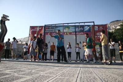 A Photograph of the PCS "Mobile Circus" Show in Nablus, 2010
