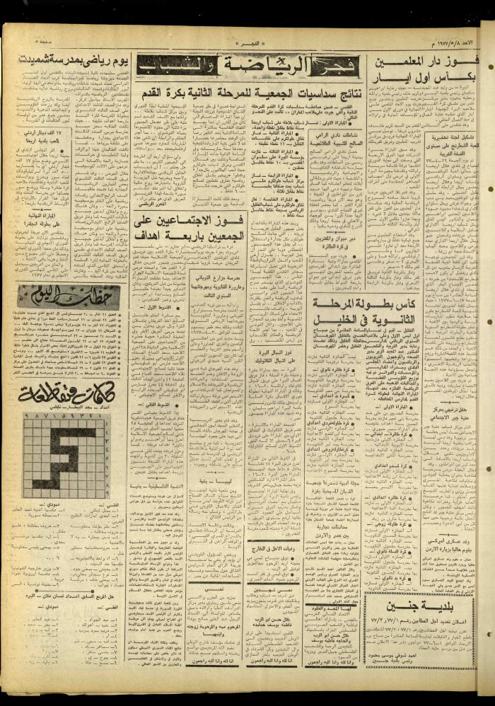 Al-Fajr Newspaper, Issue No. 963, Jerusalem, 8 May 1977
