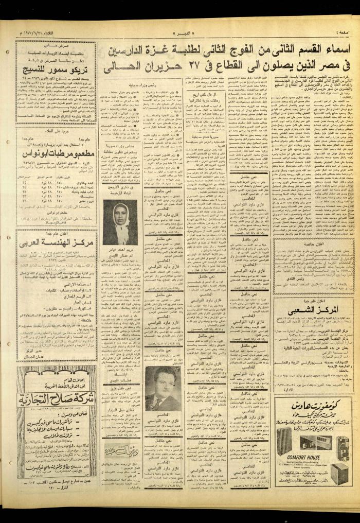 العدد 1007 من جريدة الفجر، القدس، 21 حزيران 1977
