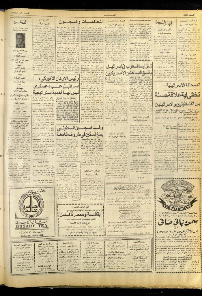 العدد 855 من جريدة الفجر، القدس، 20 تشرين الأول 1976