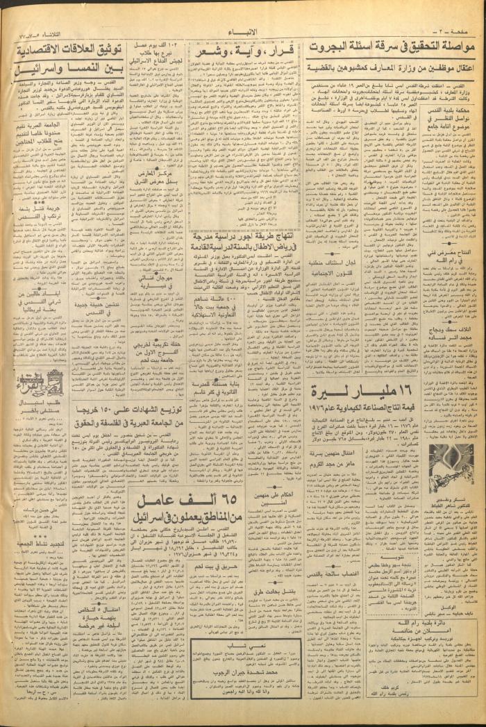 Issue No 2659 of al-Anbaa' Newspaper, 5 July 1977