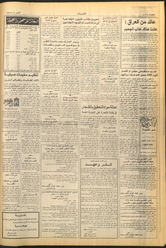 العدد 2670 من صحيفة الأنباء، 18 تموز 1977