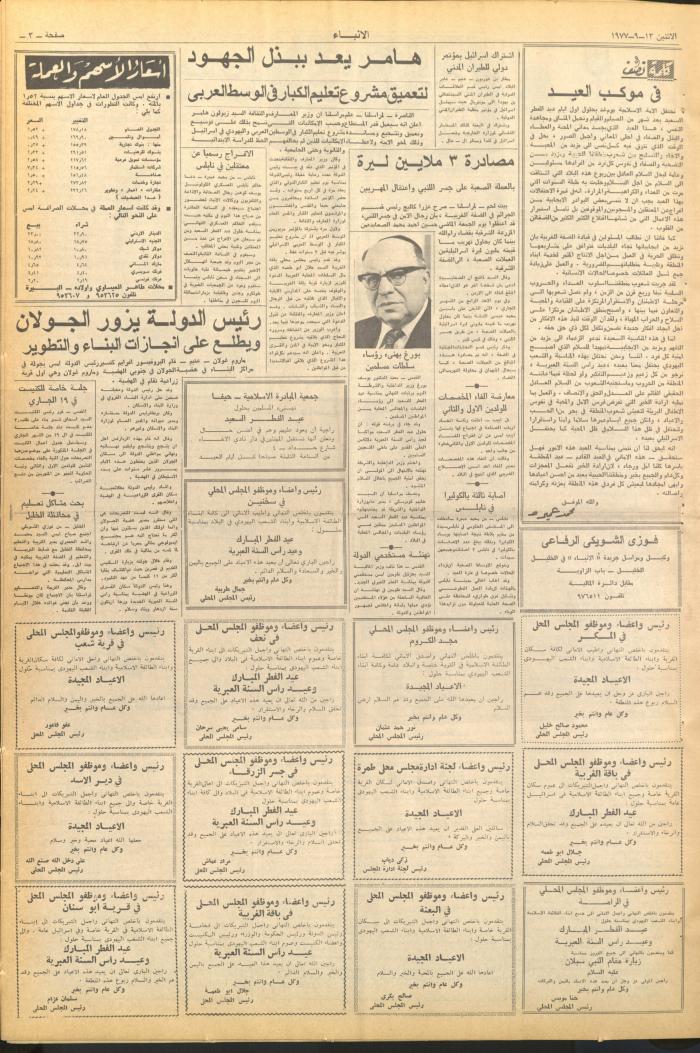 Issue 2718 of al-Anba Newspaper, 12 September 1977
