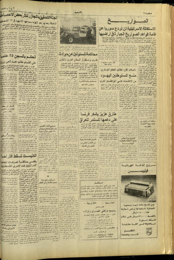 Issue 3172 of Asha'b Newspaper, 6 September 1987
