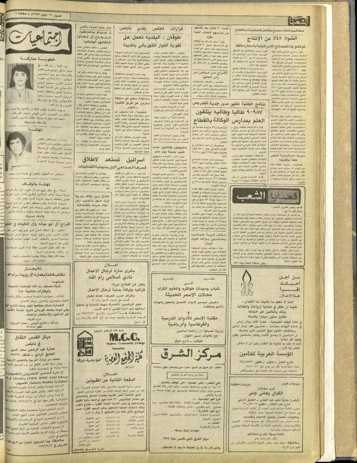Issue 4814 of Asha'b Newspaper, 12 September 1987
